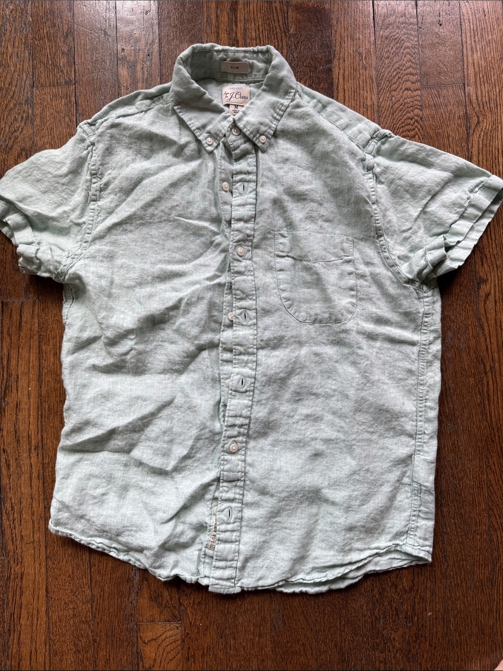 J. Crew Men's Short-Sleeve Button-Down Shirt in Sage Green